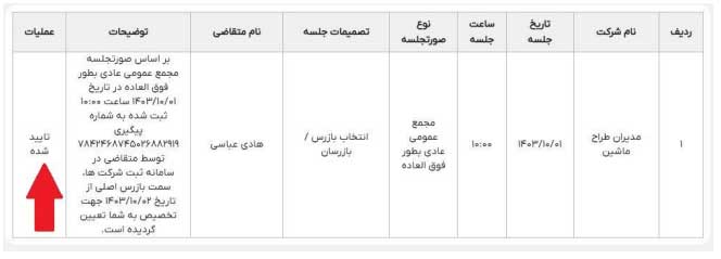 نمایش وضعیت امضا در سامانه کاتب ثبت شرکت